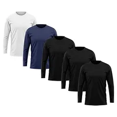 Kit 5 Camiseta DF Masculina Manga Longa Proteção Solar UV +50 Segunda Pele, Tamanho M