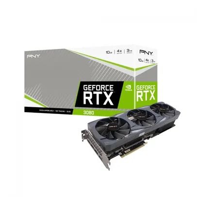 Placa de Vídeo RTX 3080 10GB PNY NVIDIA GeForce  Uprising Triple Fan, GDDR6, DLSS, Ray Tracing, VCG3