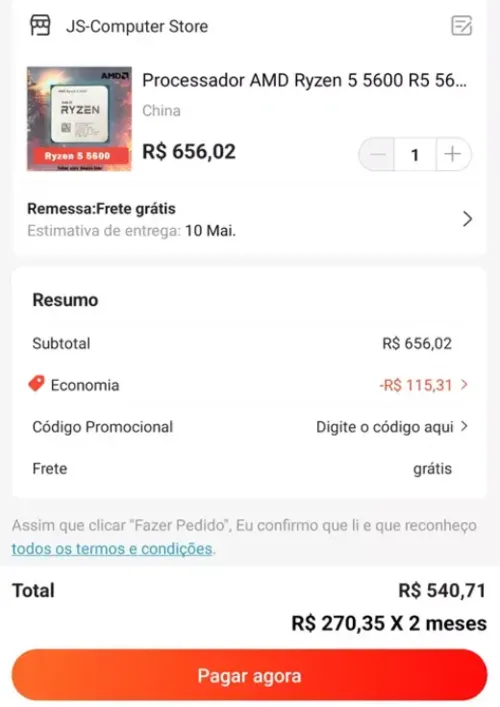 Imagem na descrição da promoção