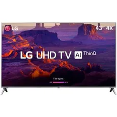 Smart TV LED 43" LG 43UK6510 Ultra HD 4k HDMI 2 USB Wi-Fi Thinq Ai Dts Virtual X 60Hz Inteligencia Artificial - Prata - R$1669