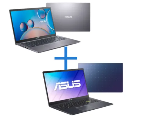 Notebook ASUS X515JA-BR2750W Cinza + Notebook ASUS E510MA-BR701X Azul