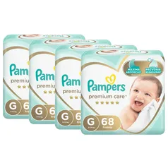 Fralda Pampers Premium Care Jumbo Tamanho G com 272 unidades