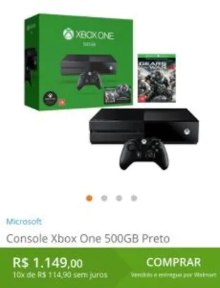 Console Xbox One 500GB Preto Microsoft com Gears of War 4 - R$1149