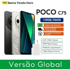 Smartphone Poco C75 Versão Global com Câmera Dupla, NFC, Tela de 6,88" com 120Hz, 6GB de RAM e 128GB