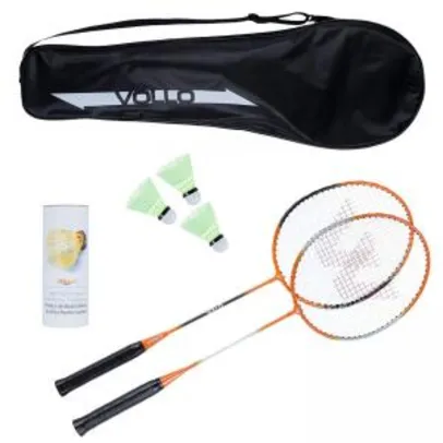 Kit Badminton Vollo Sports VB002 com 2 Raquetes, 3 Petecas e Raqueteira | R$59
