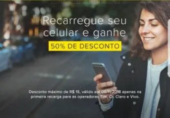 50% off na primeira recarga no App Mercado Pago