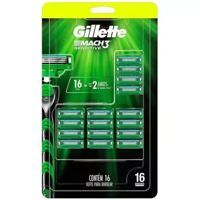 (APP) Carga para Aparelho de Barbear Gillette Mach3 Sensitive - 16 unidades