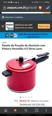 Panela de Pressão de Aluminio com Pintura Vermelha 4.5 litros Lares R$75