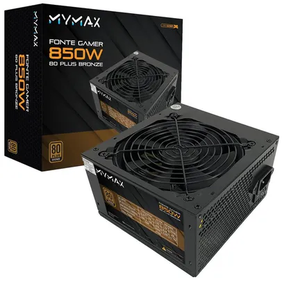 Fonte De Alimentação ATX 850W, 80 Plus Bronze, Mymax, PFC Ativo - FP-850W