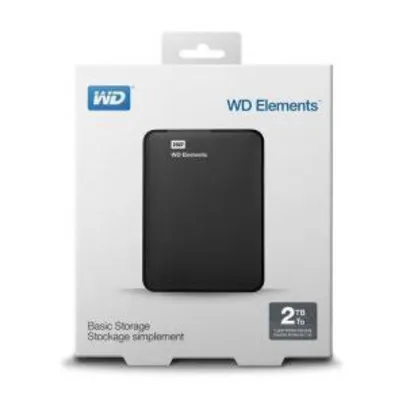 [AME] HD Externo Portátil Western Digital Elements 2TB USB 3.0 por R$ por R$350 (ou R$297 com Ame)