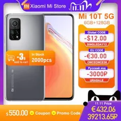 [11/11] Smartphone Xiaomi Mi 10t 128GB + 6GB RAM | R$2.307