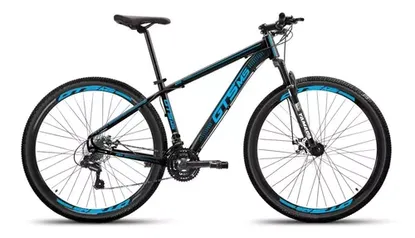 Mountain bike GTS PRO M5 Techs aro 29 21v freios de disco mecânico cor preto/azul quadro 17 ou 19