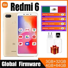 Xiaomi-Smartphone Redmi 6, Celular Google Play, Tela Cheia 5.45 ", Face AI