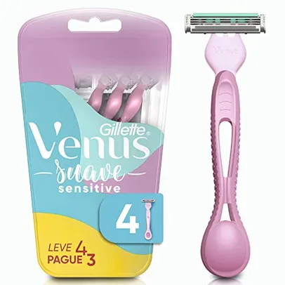 [+Por-R$14,61] Gillette Aparelho De Depilar Venus Suave Sensitive 4 Unidades