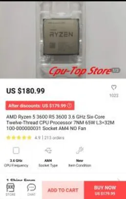 Ryzen 5 3600 | R$ 998