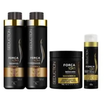 Kit Eico Seduction Mandioca Força 10x1: Shampoo 1L + Condicionador 1L + Máscara 500g + Creme de Pentear com Função Defrizante 300g