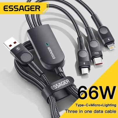 Essager Cabo de Dados USB Tipo C e Micro USB, Fio de Dados 3 em 1, 6A 66W