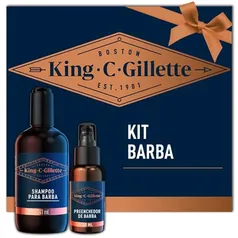 King C Gillette Kit, Shampoo para barba, 241ml e Sérum Preenchedor de Barba, 50ml