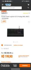 Teclado Gamer Logitech G213 Prodigy, RGB, ABNT2 | R$200