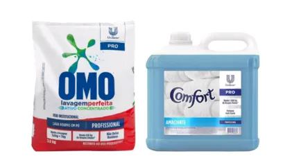 Kit Amaciante Comfort Profissional Classic - 10L + Sabão em Pó OMO Concentrado 5,6kg | R$ 90