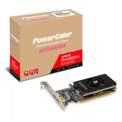 Placa de Vídeo PowerColor AMD Radeon RX 6400 Low Profile, 4GB, GDDR6, FSR, Ray Tracing, AXRX 6400 LP