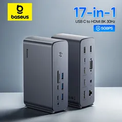 [Taxa Inclusa] Estação de trabalho BASEUS 17 em 1 Pro com suporte para até quatro monitores HUB Docking Station (Plugue EU)