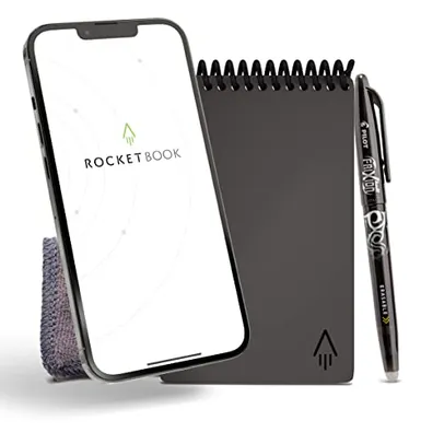 Bloco de Notas inteligente e reutilizável Rocketbook com 1 caneta Pilot Frixion e 1 pano de microfibra incluído