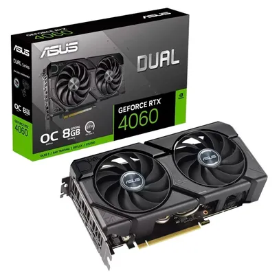 Saindo por R$ 1829,99: Placa de vídeo RTX 4060 ASUS Dual O8G EVO NVIDIA GeForce, 8GB GDDR6, G-SYNC, Ray Tracing - 90YV0JC7-M0NA00 | Pelando