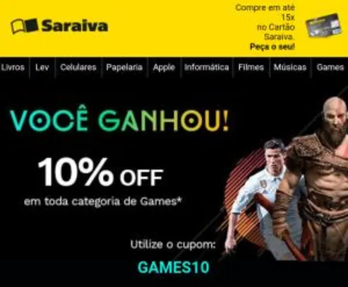 10% OFF EM GAMES NA SARAIVA