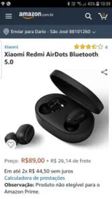 Xiaomi Redmi AirDots Bluetooth 5.0 | R$89