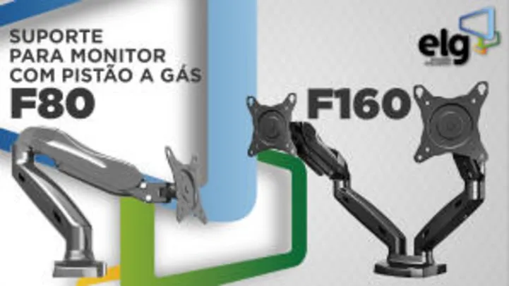 ELG F80N - Suporte para Monitor de Mesa, Preto R$250