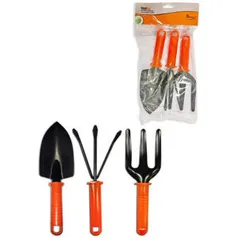 [Cartão Shoptime] Kit Para Jardinagem Com 3 Pecas Laranja (pazinha/garfo/rastelo)