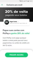 [usuários selecionados] 20% de volta no Picpay