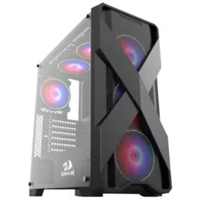 Gabinete Gamer Redragon Brawn, Mid Tower, Vidro, Black, Sem Fonte/Fan | R$260