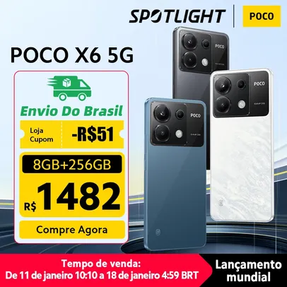 [PRÉ-VENDA/Taxa inclusa] Smartphone POCO X6 5G Snapdragon 7s Gen 2 120Hz Flow AMOLED