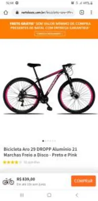 Bicicleta Aro 29 DROPP Alumínio 21 Marchas Freio a Disco - R$839