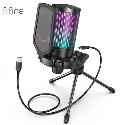 [Taxa Inclusa/Moedas - R$ 74] Microfone Fifine Ampligame A6V RGB #Aliexpress 