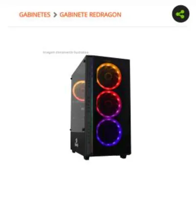 Gabinete Gamer Redragon, Grapple, Mid Tower, Vidro Temperado, Black | R$ 250