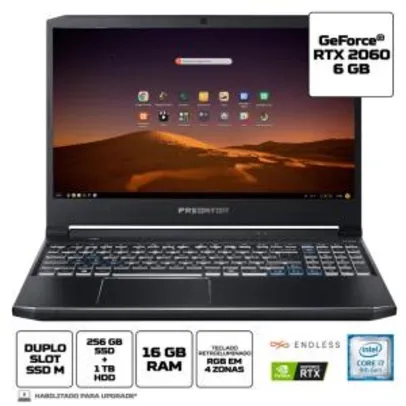 Notebook Gamer Predator PH315-52-79VM Intel Core i7 16GB 256GB SSD 1TB | R$7.571