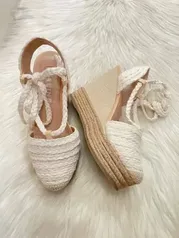 Sandália Espadrille Salto Anabela Corda Tramada - Lia Line - Off White