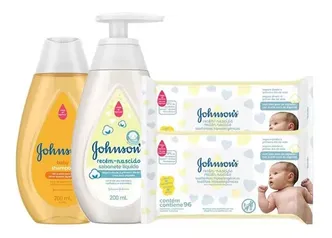 Kit Johnson's Baby: Toalinhas + Shampoo + Sabonete Líquido