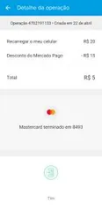 [Usuários Selecionados] 75% OFF Recarga de celular Tim no Mercado pago (Limitado a R$15)