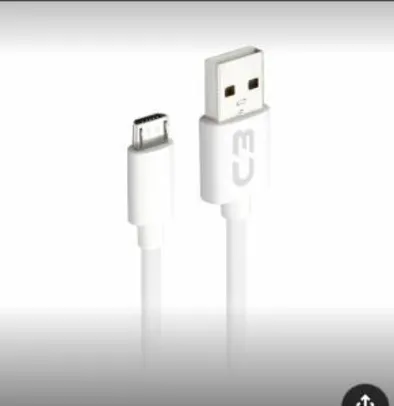 [PRIME] Cabo USB-Micro USB C3Plus 2M 2A Branco - CB-M20WH| R$11