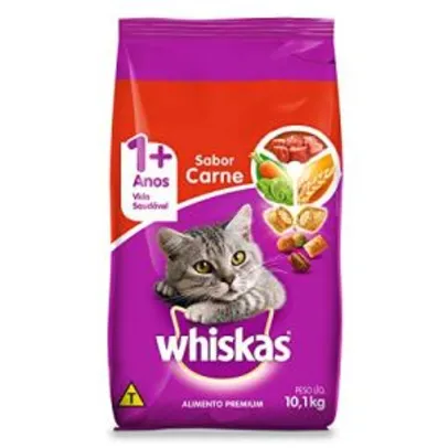 Saindo por R$ 108: [Recorrencia R$107,91] Ração Whiskas Carne Para Gatos Adultos 10,1kg | Pelando