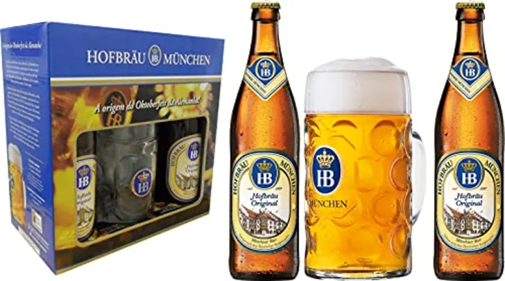 Kit Cerveja HofBrau - 2 Garrafas 500ml + 1 Caneca 500ml