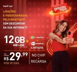 Claro Pré: 12GB + chip grátis por R$30