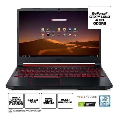 Notebook Gamer Acer An515-54-574q Ci5 8gb 512gb Gtx1650 | R$4699