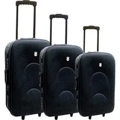 [Americanas] Conjunto de 3 Malas P, M, G Batiki 19", 23" e 27" Poliéster EVA Preto - por R$178