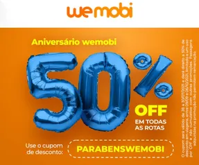 50% OFF na passagem de ônibus em todas as rotas da WeMobi