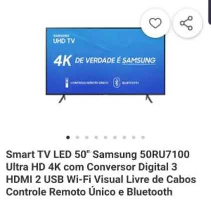 [Ame+Americanas]Smart TV LED 50" Samsung 50RU7100 Ultra HD 4K